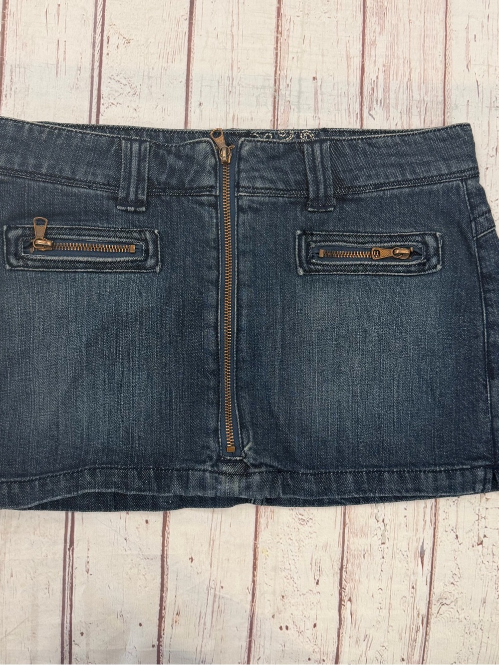 Y2K Dark Blue Denim Mini Skirt Size 7 Refuge Full Zipper Indie